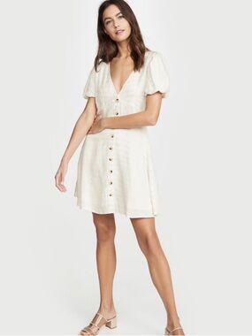 NWT L*Space Sabrina Womens Puff Short SleeveMini Dress Textured Stripe Size M
